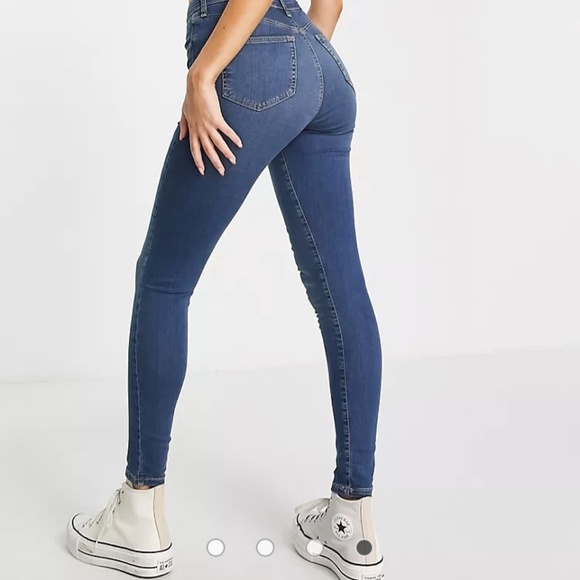 Topshop Leigh Jeans Mid Blue - Picture 3 of 8